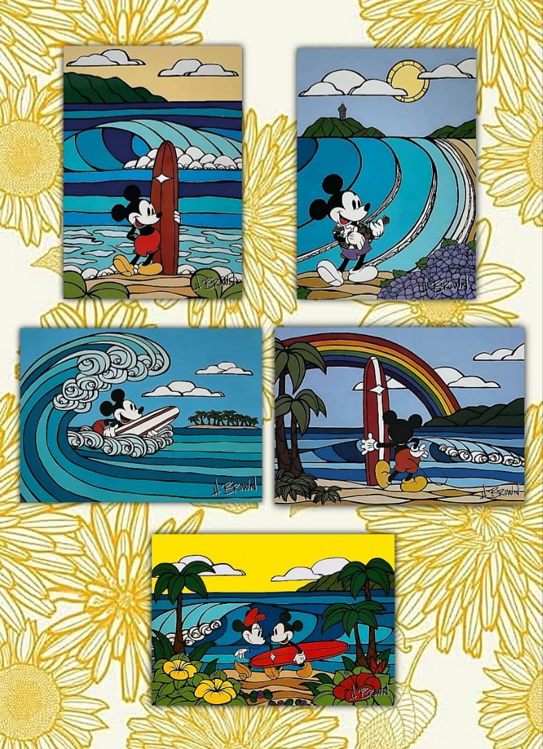 ヘザーブラウン・サーフミッキー【A4サイズ写真ポスターフレーム付き５点セット】