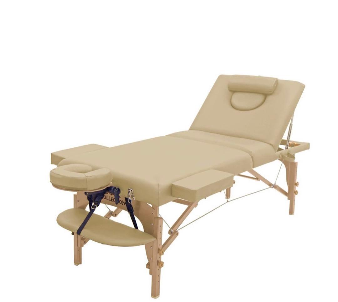 業務用木製折りたたみベッドベージュ【未使用】移動バック付き送料込み