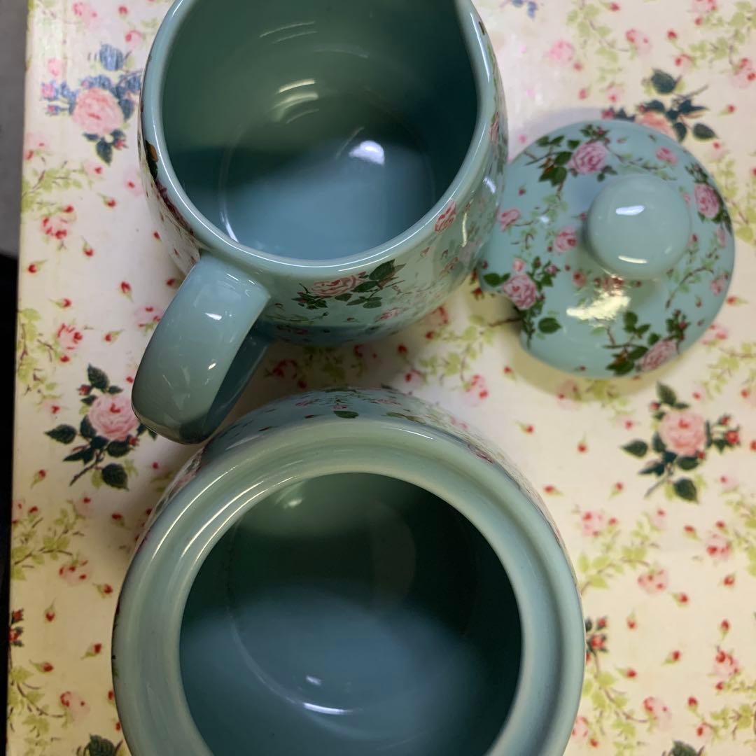 ピンクハウス ヴィンテージ食器セット 未使用 ミントグリーンの薔薇柄