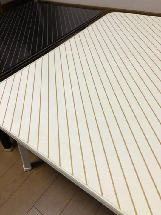 レトロ　アウトドア　折りたたみセンターテーブル昭和　ホワイト・ブラック 2セット