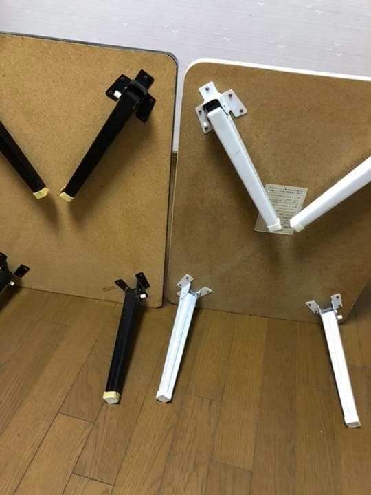 レトロ　アウトドア　折りたたみセンターテーブル昭和　ホワイト・ブラック 2セット
