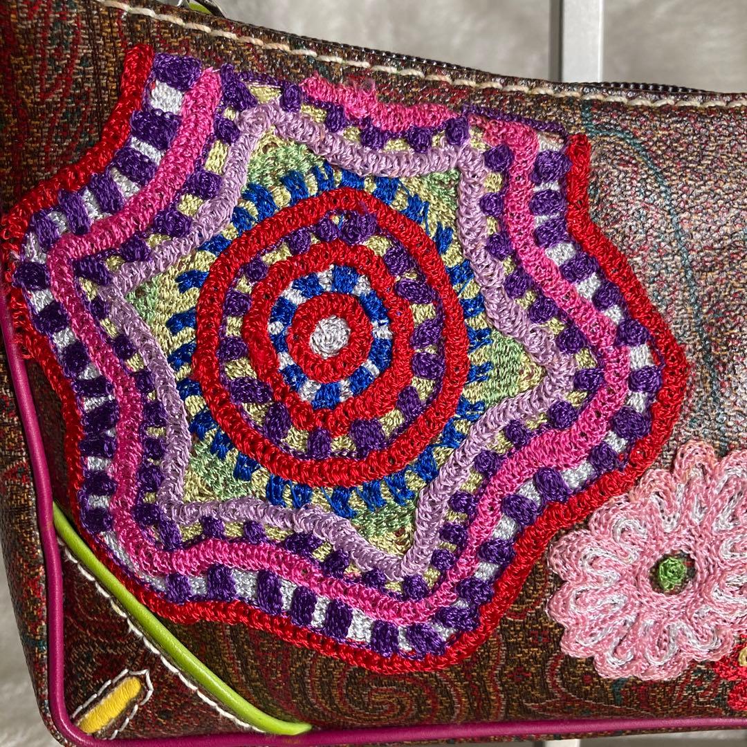 極美品　ETROエトロ　花柄刺繍ハンドバッグ　ペイズリー　ポシェット　イタリア製