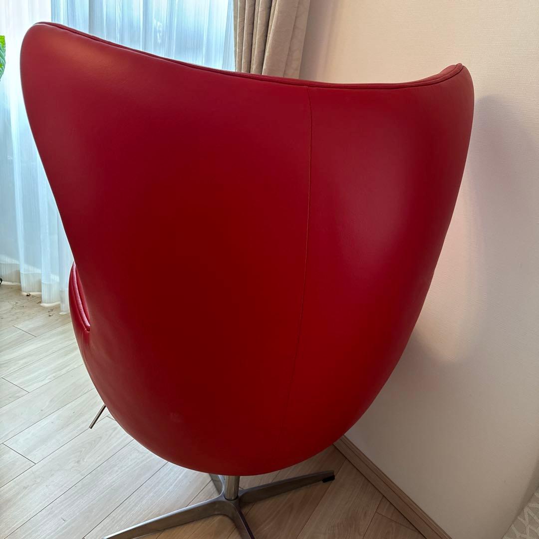 ヤコブセン　エッグチェア　リプロダクト　レッド　レザー　リクライニング機能