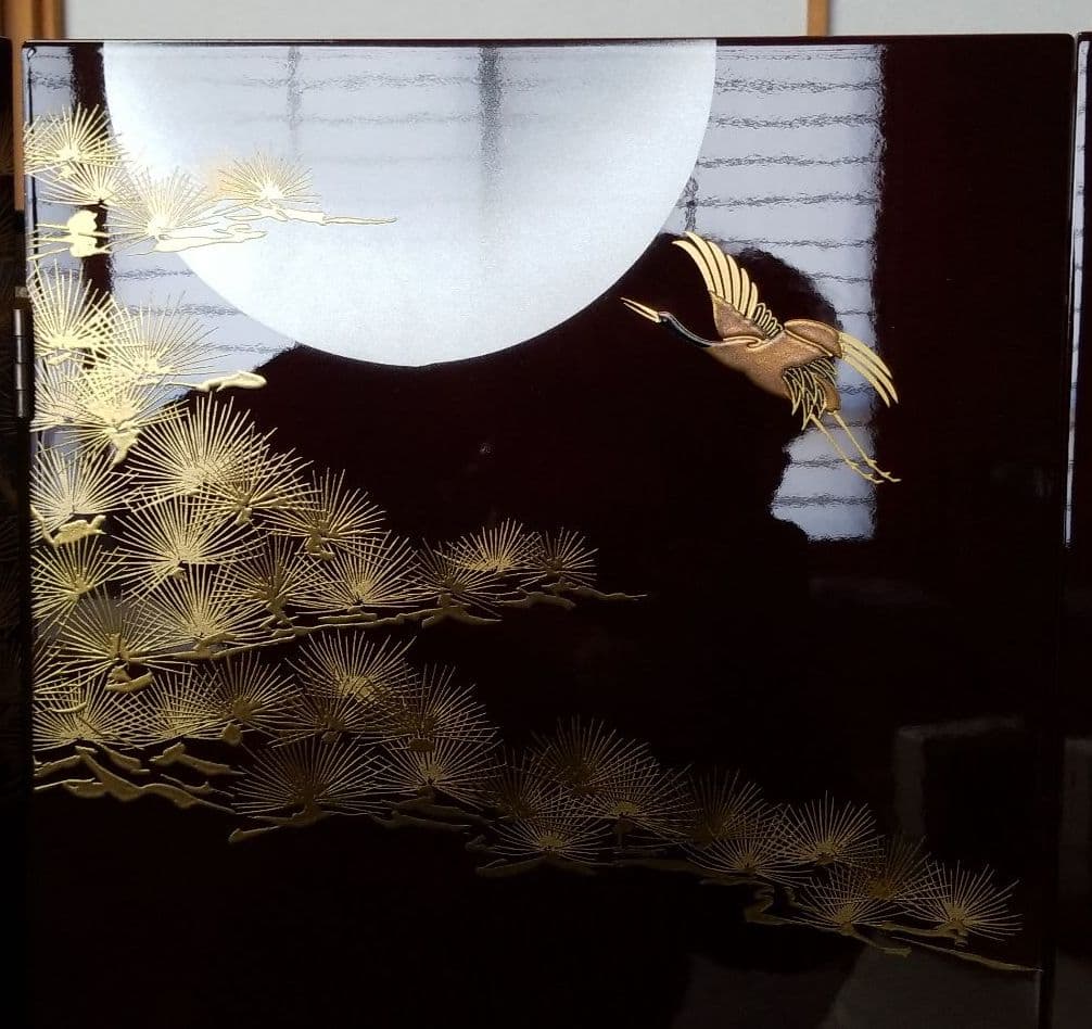 五月人形　屏風　月に松に鶴19号