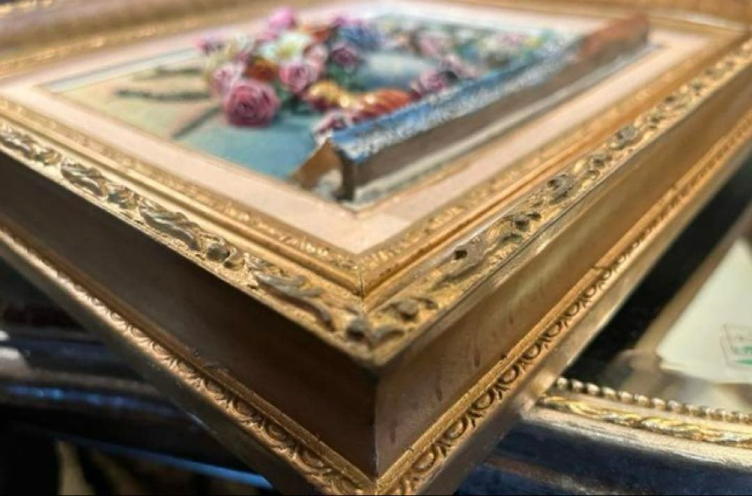 Åアンティーク イタリア デコパージュ ウォールインテリア 立体画ゴールド額縁