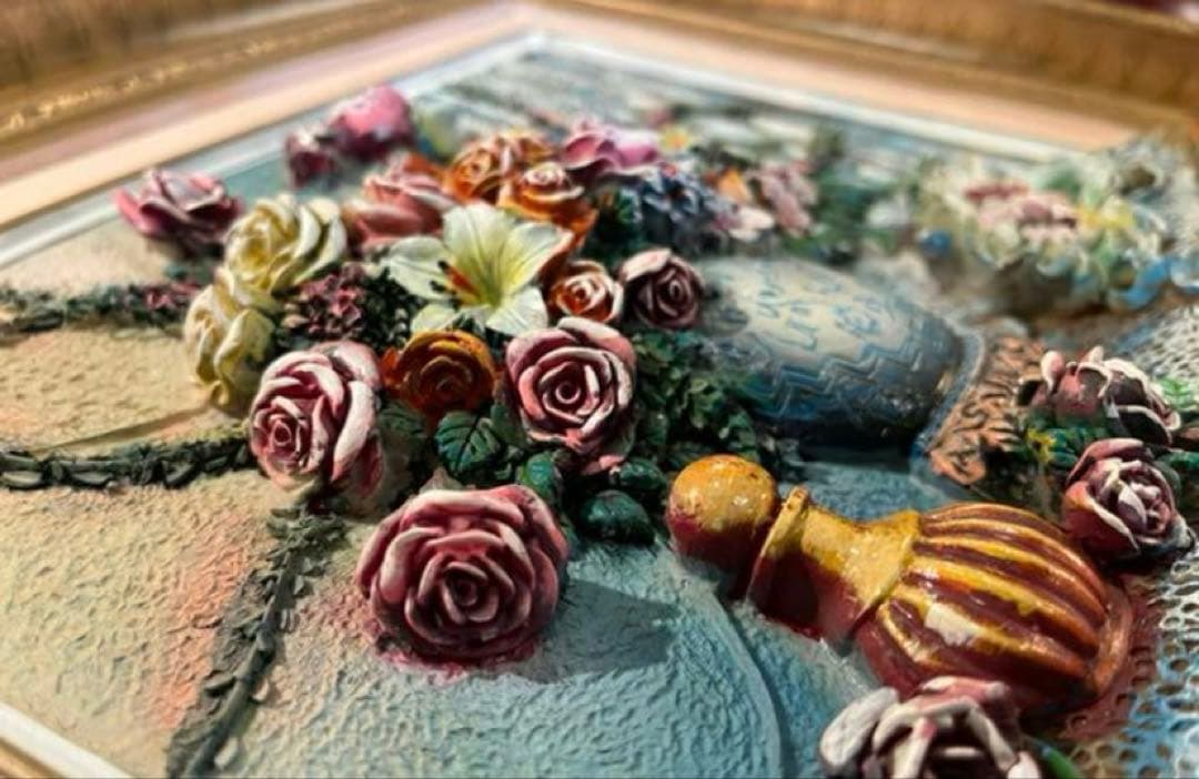 Åアンティーク イタリア デコパージュ ウォールインテリア 立体画ゴールド額縁