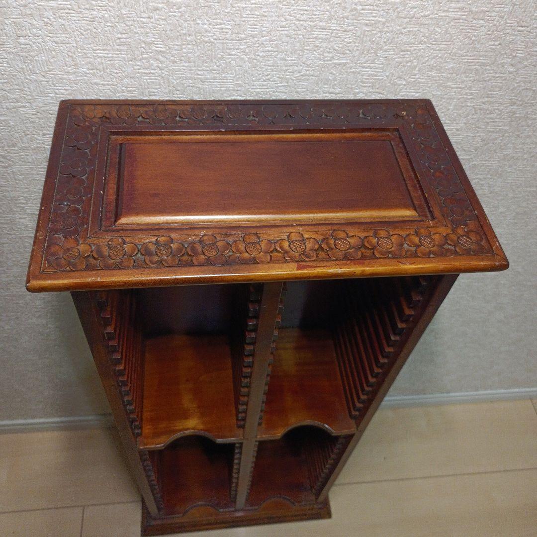 希少レア　アンティーク　木製 彫刻入り CD/DVD収納キャビネット/スタンド