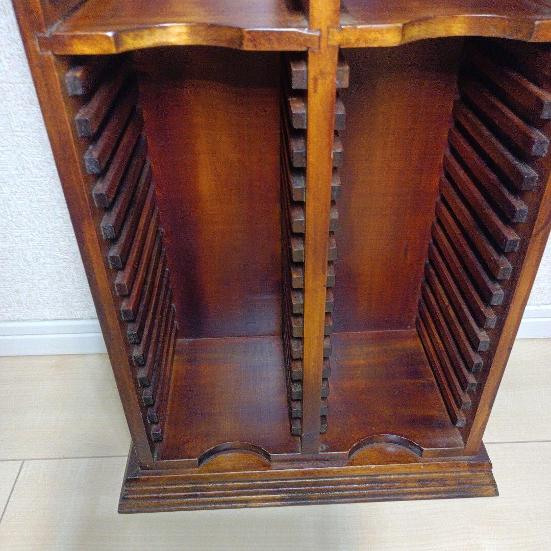 希少レア　アンティーク　木製 彫刻入り CD/DVD収納キャビネット/スタンド