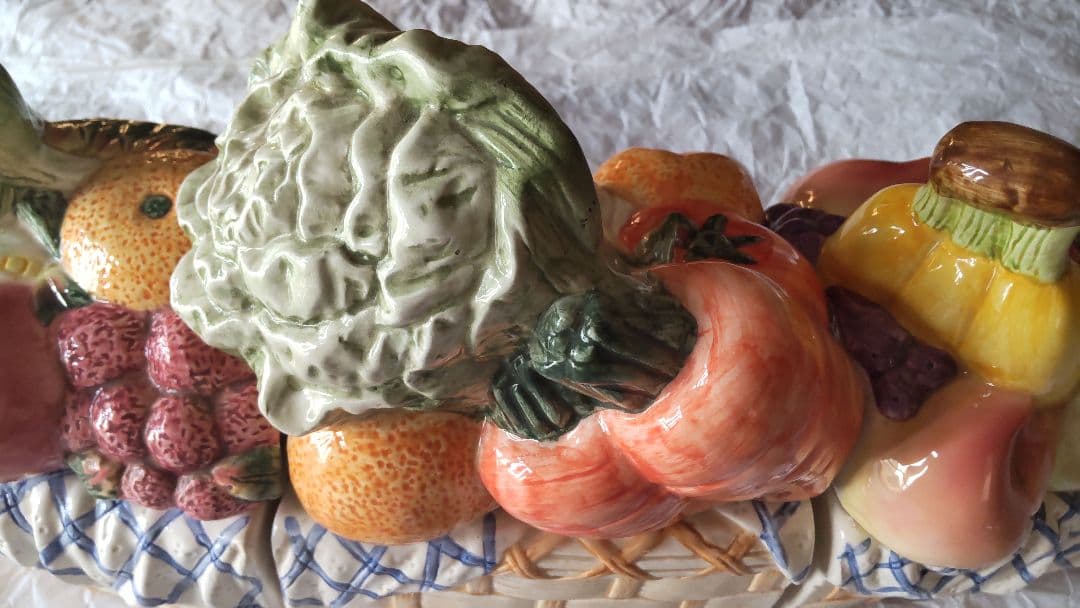 フルーツ キャニスター 陶器 3連 アンティーク レトロ イタリア 保存容器