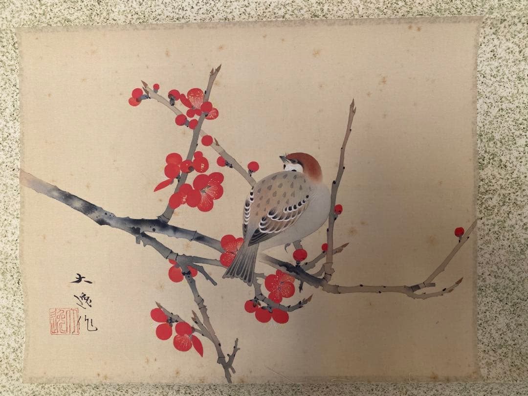 勝部大逸 大逸 紅梅雀 掛軸 - メルカリ