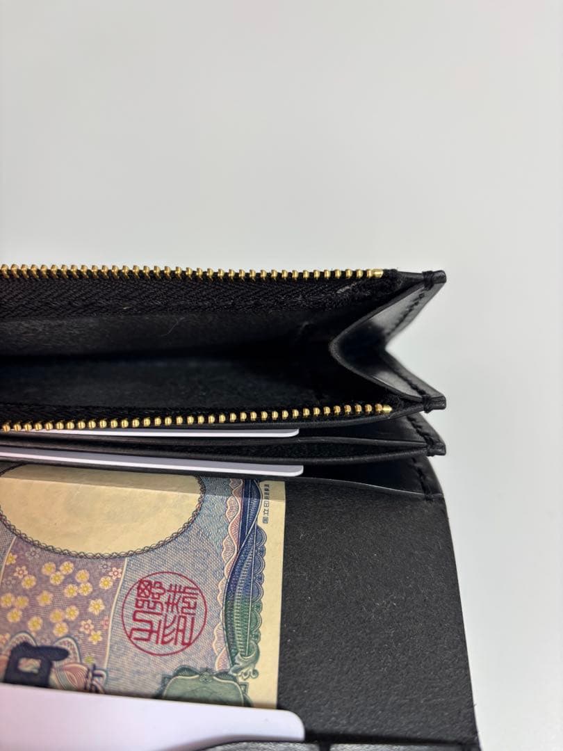 黒　栃木サドル　トラッカーウォレット【Ａ】　三層　真鍮 クロスボールコンチョ