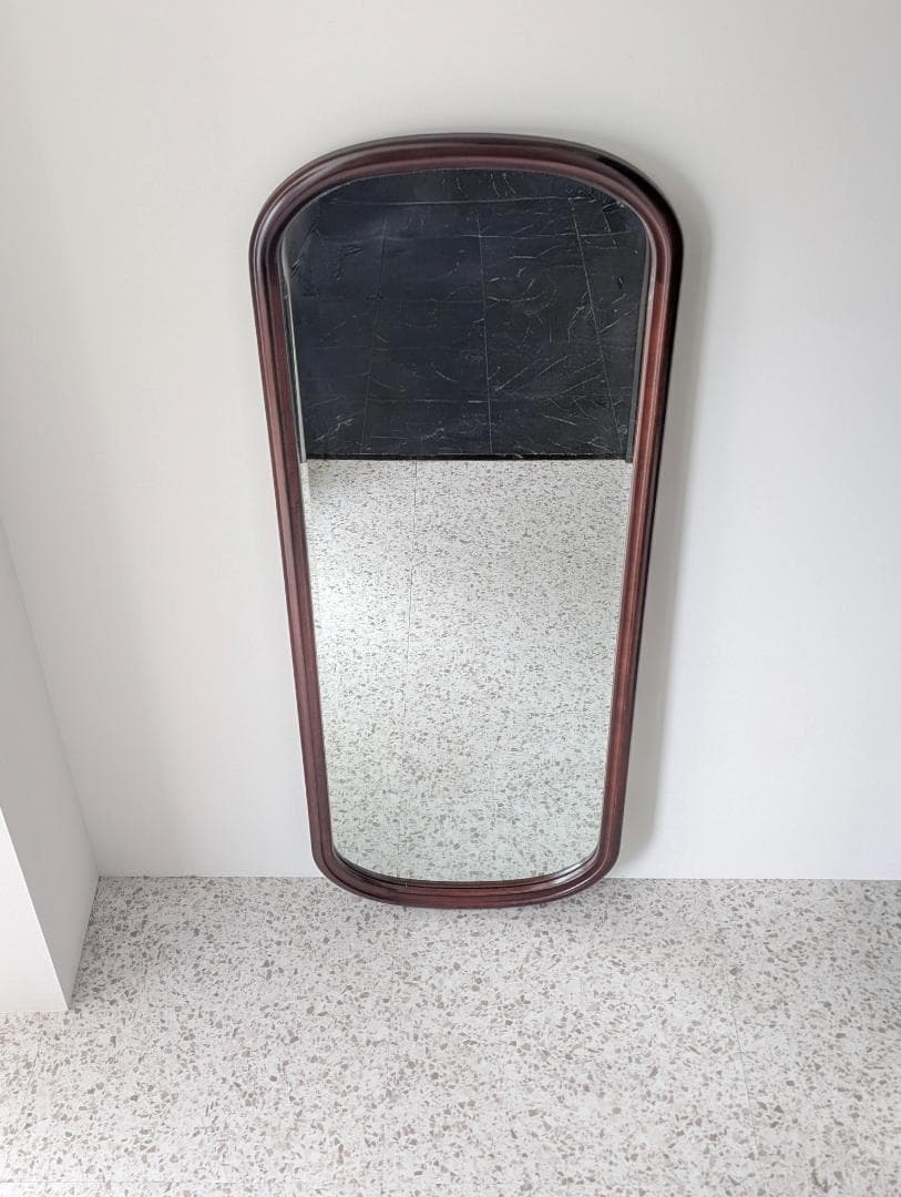 ビンテージ ラウンド ウッドフレーム ウォールミラー 壁掛鏡 北欧 美品 大きめ