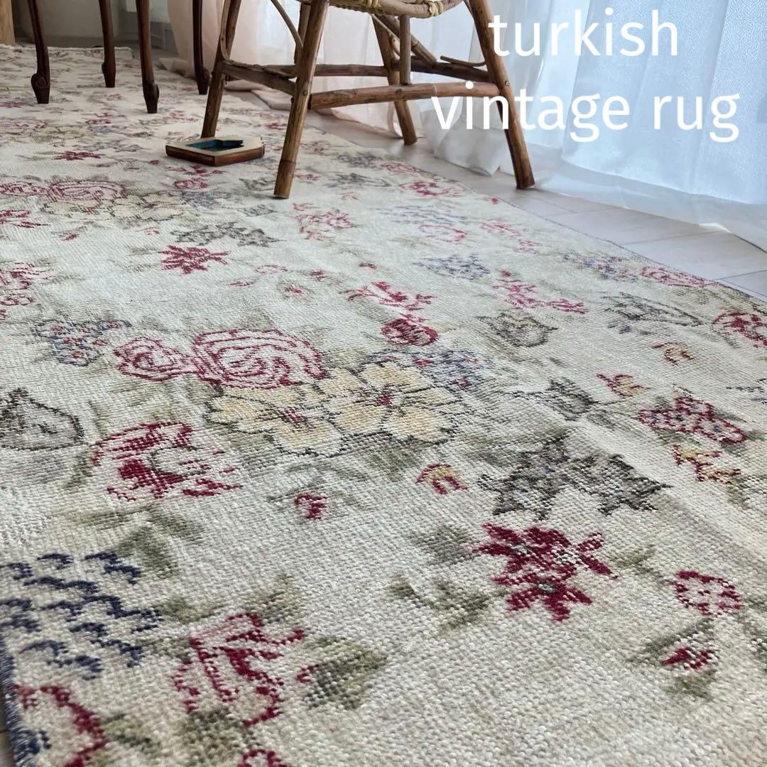 3m超レッドローズ77.5×322くすみイエローランナー トルコヴィンテージ