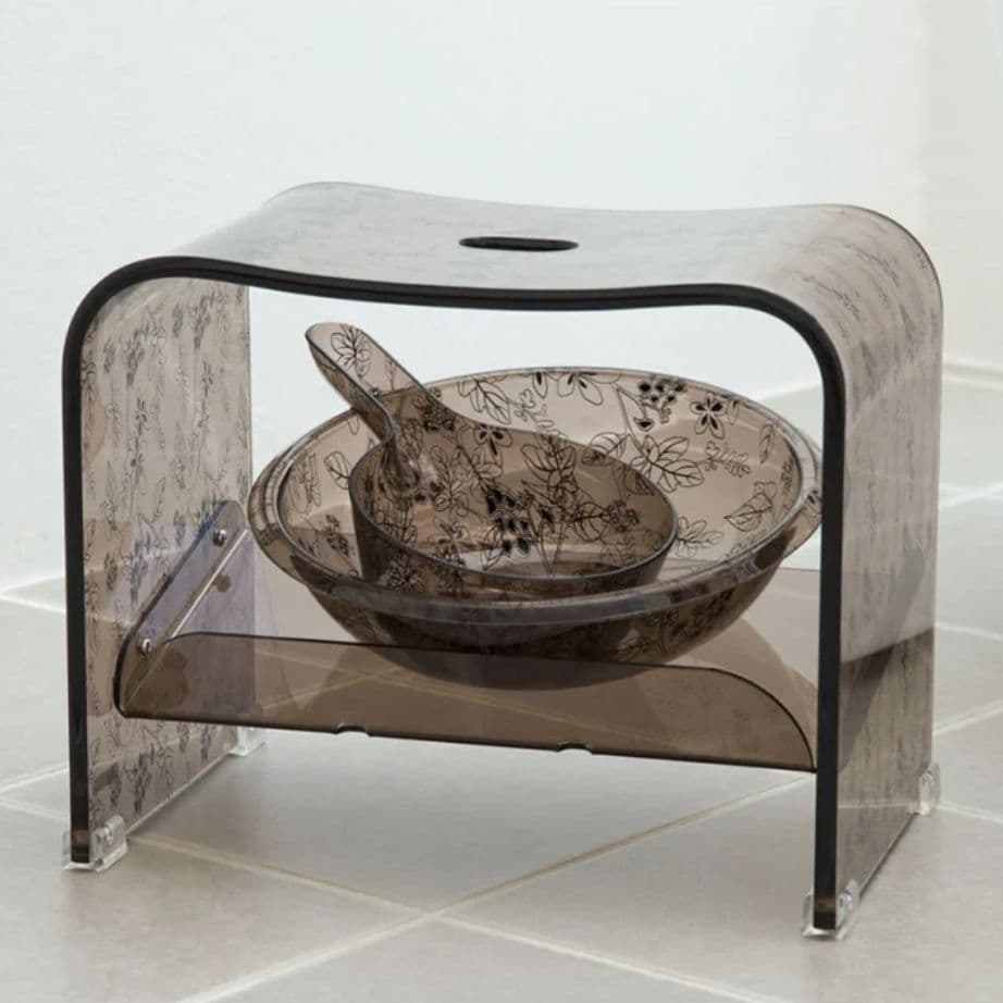 新品　アクリル　バスチェア　3点セット　クリアブラウン