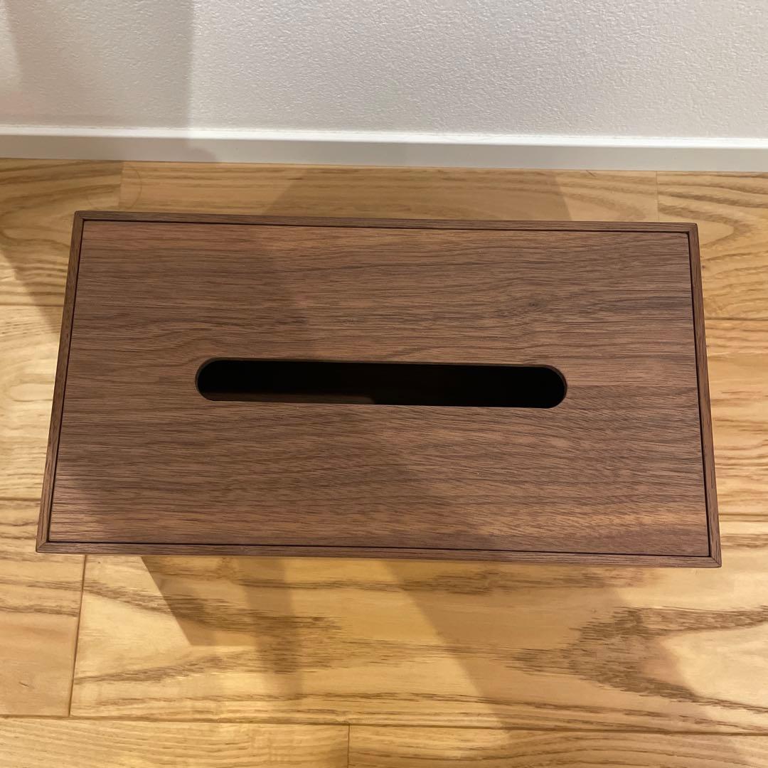 ウォールナット　ティッシュボックス　無垢