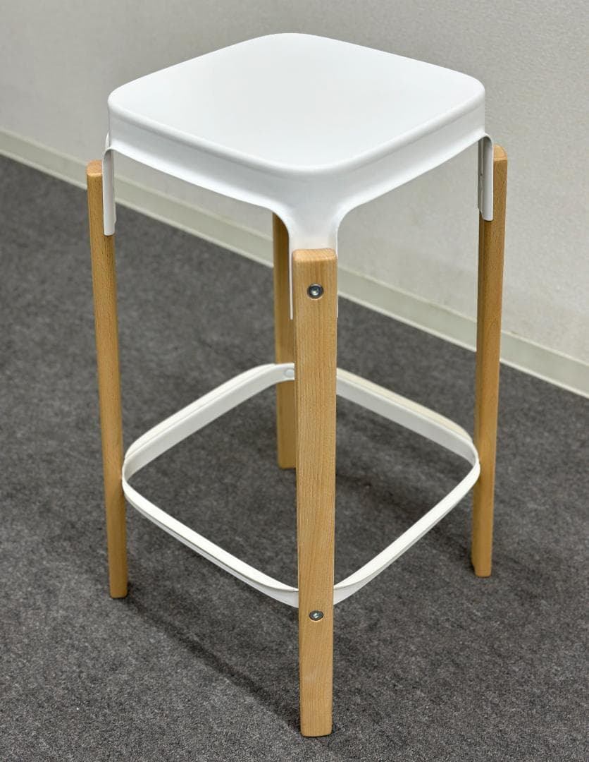 ■マジス■スティールウッドスツール　2脚セット　高さ68cm　カウンターチェア