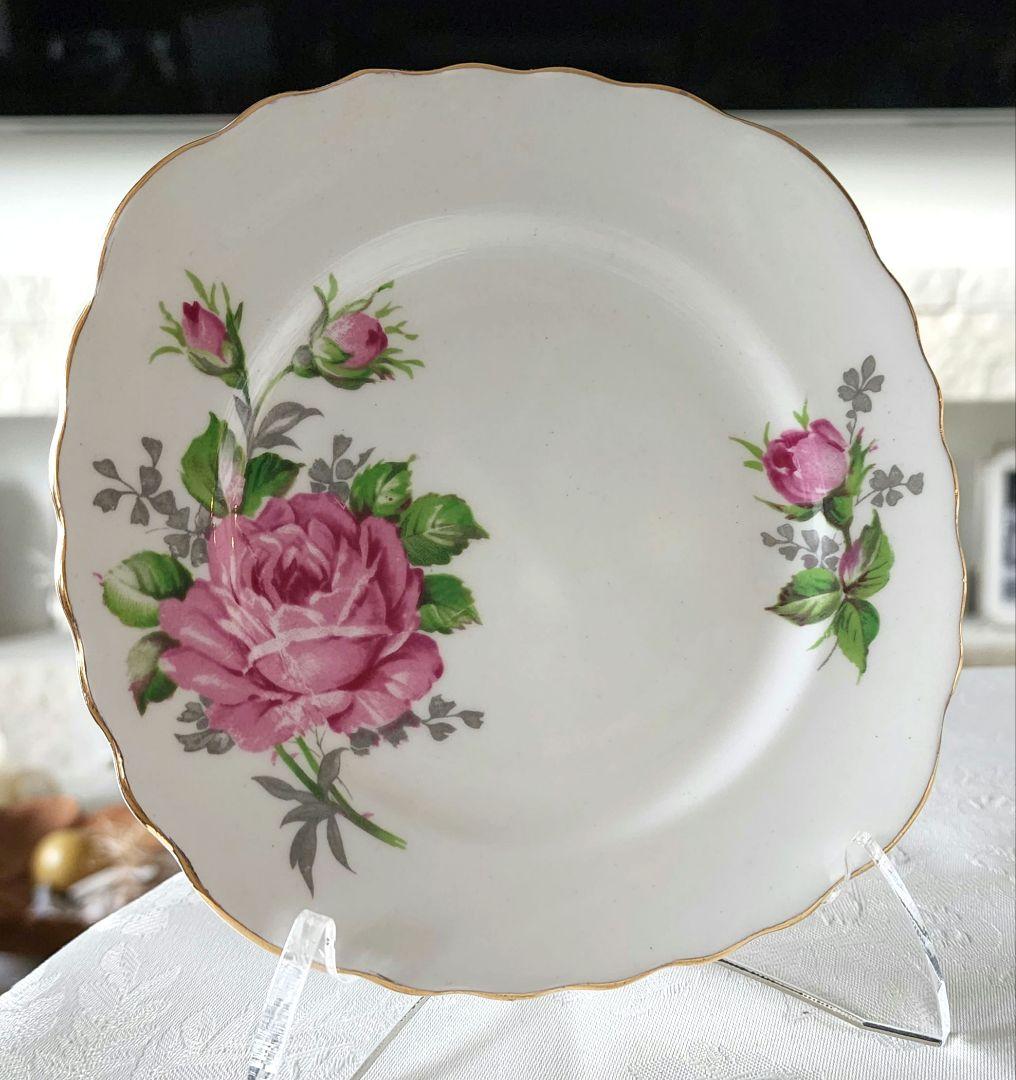 アダレイ ③ ピンク ローズ トリオ カップ プレート アンティーク