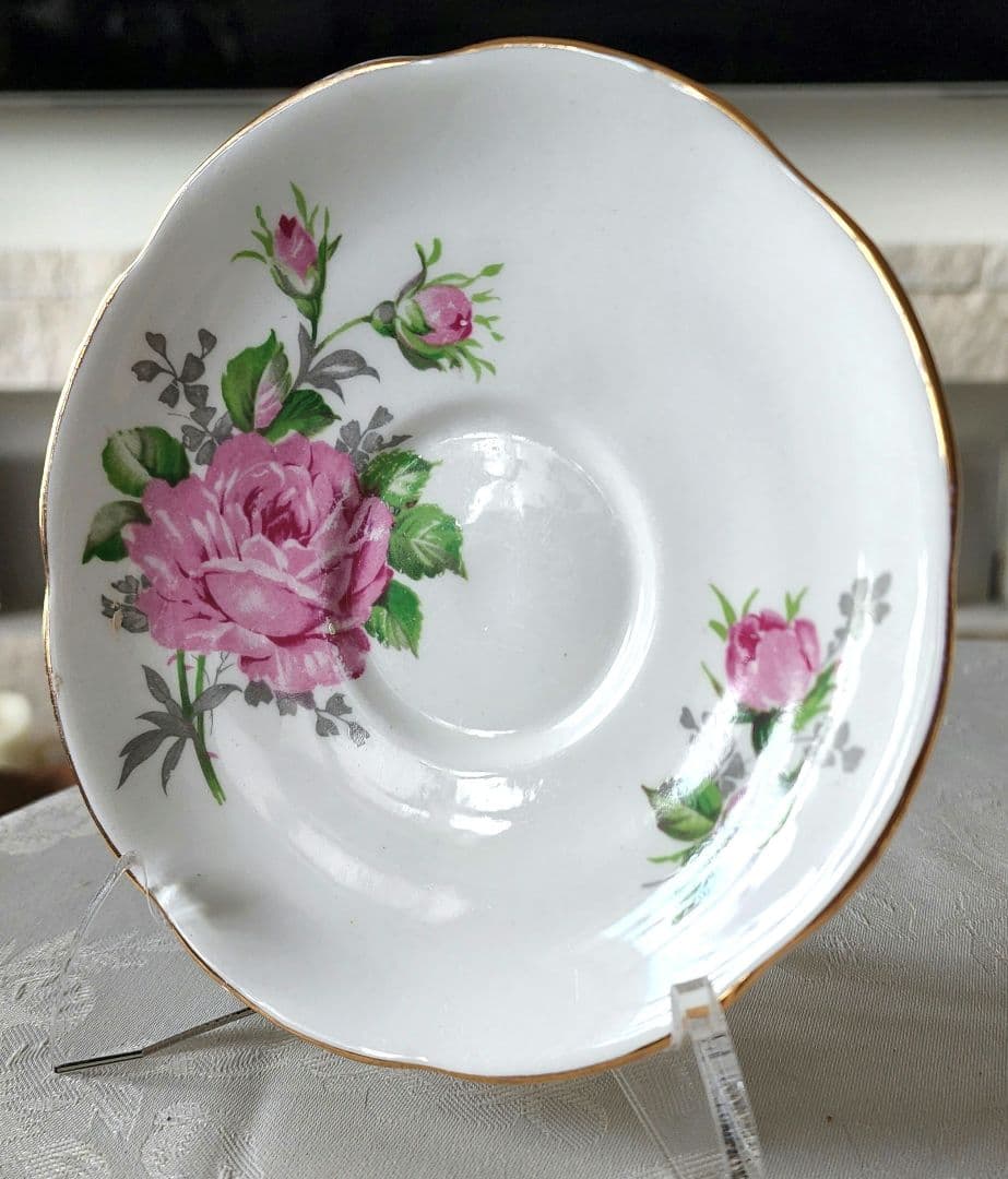 アダレイ ③ ピンク ローズ トリオ カップ プレート アンティーク
