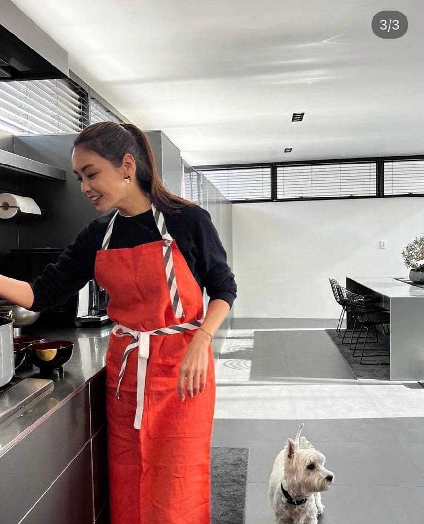 滝沢眞規子】オーガニックリネンエプロン タキマキ オレンジ - メルカリ