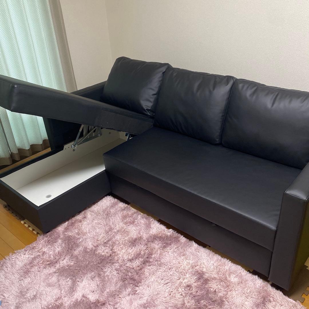 合皮ソファベッド(Nシールド ノアーク BK)