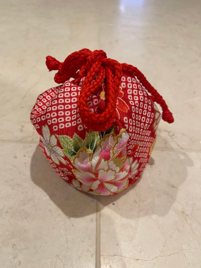 七五三 3歳　被布着物　フルセット 赤花柄