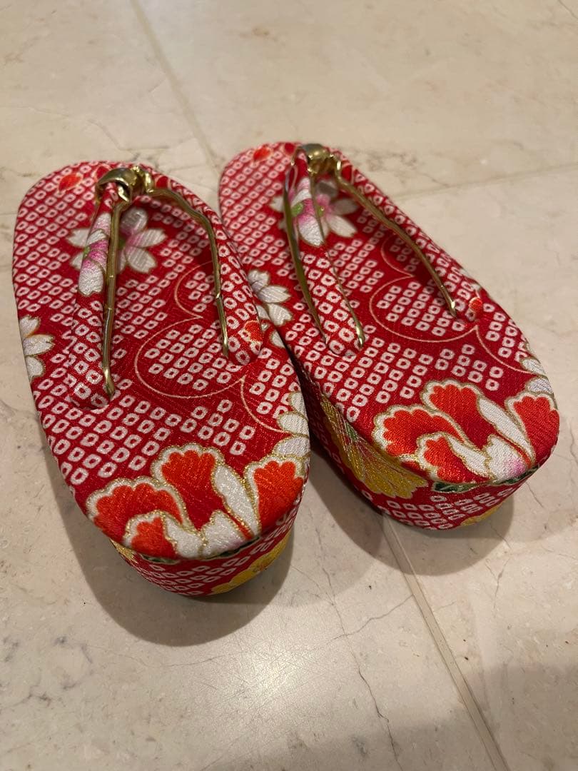 七五三 3歳　被布着物　フルセット 赤花柄