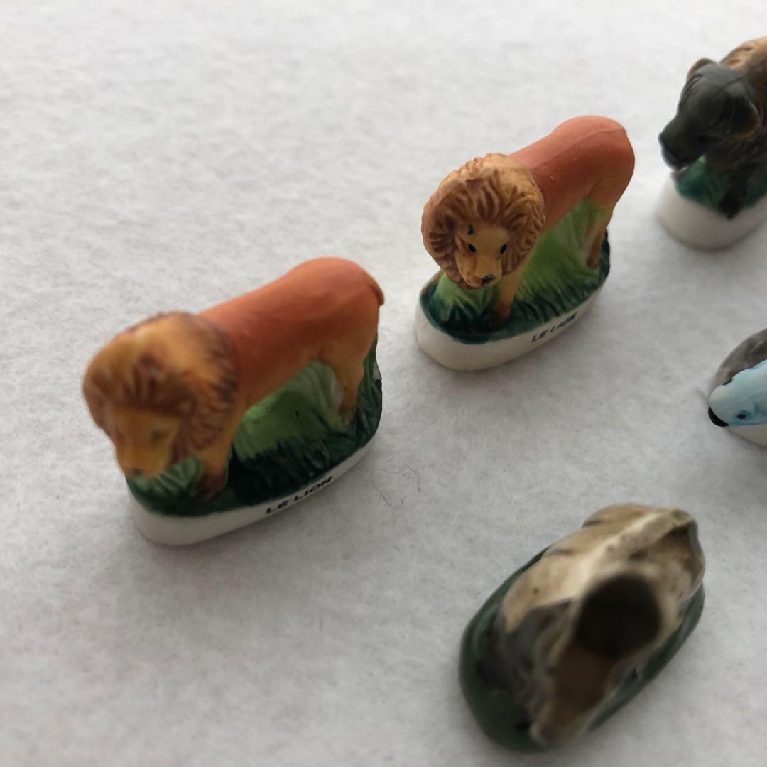 フランスアンティーク　フェーブ　動物、魚柄　7個セット