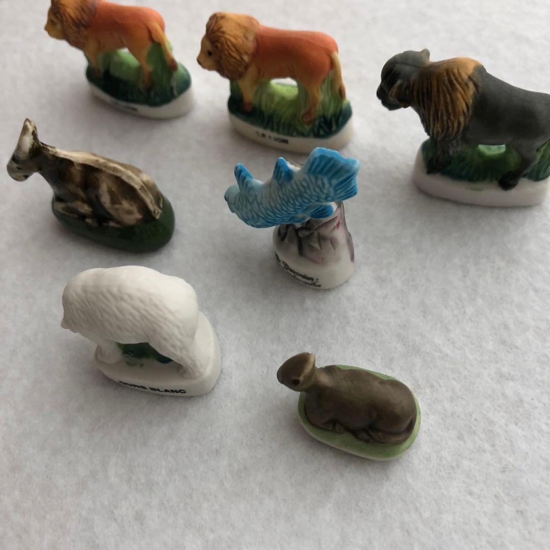 フランスアンティーク　フェーブ　動物、魚柄　7個セット