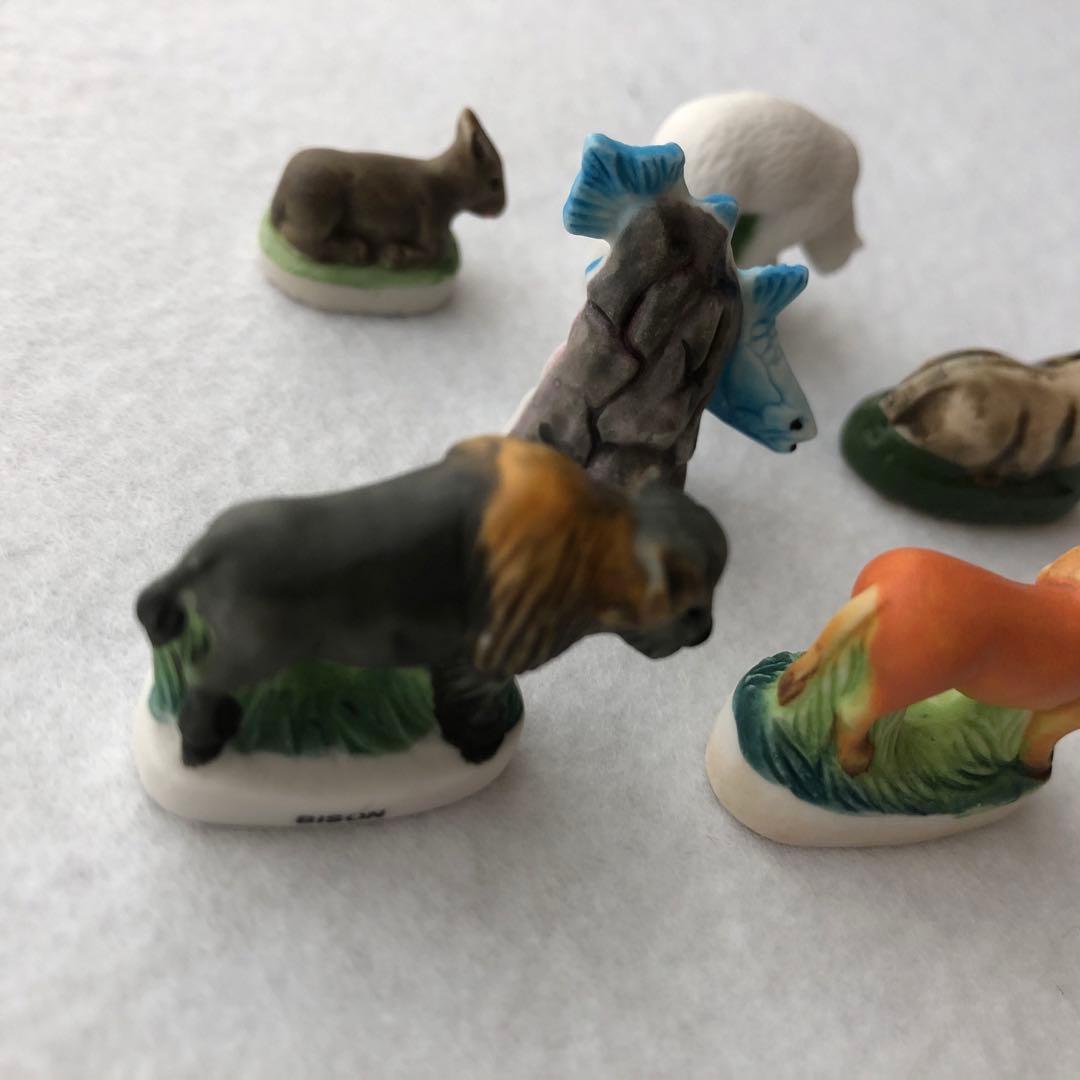 フランスアンティーク　フェーブ　動物、魚柄　7個セット