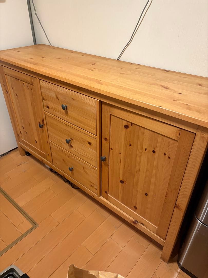 ナチュラルウッド 食器棚 引き出し付き