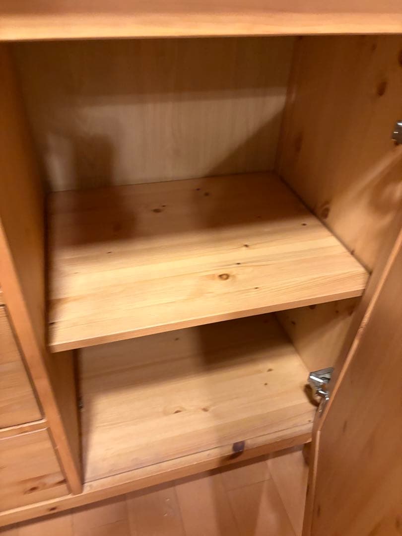 ナチュラルウッド 食器棚 引き出し付き