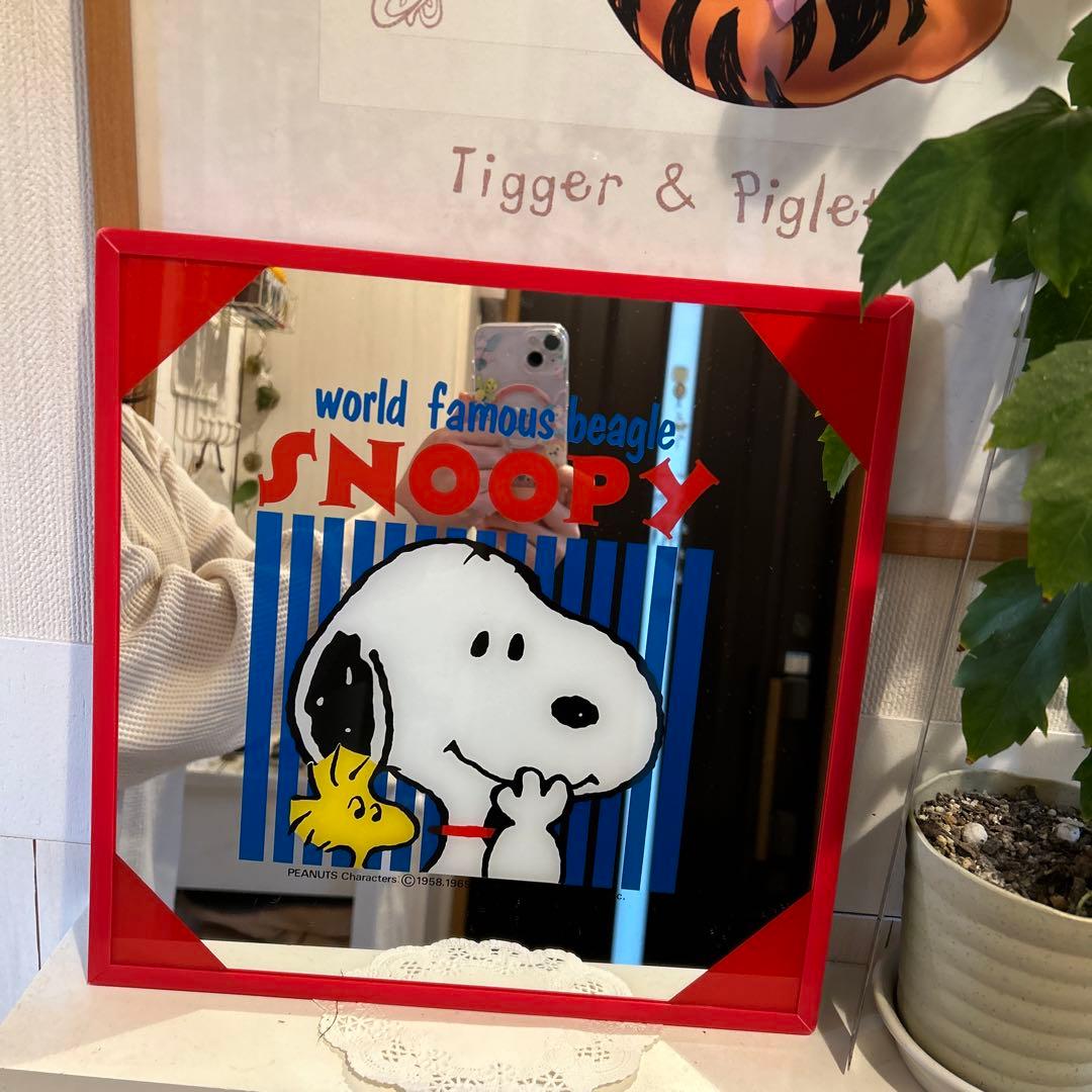 昭和　オールドSNOOPY スヌーピー　パブミラー　アンティーク