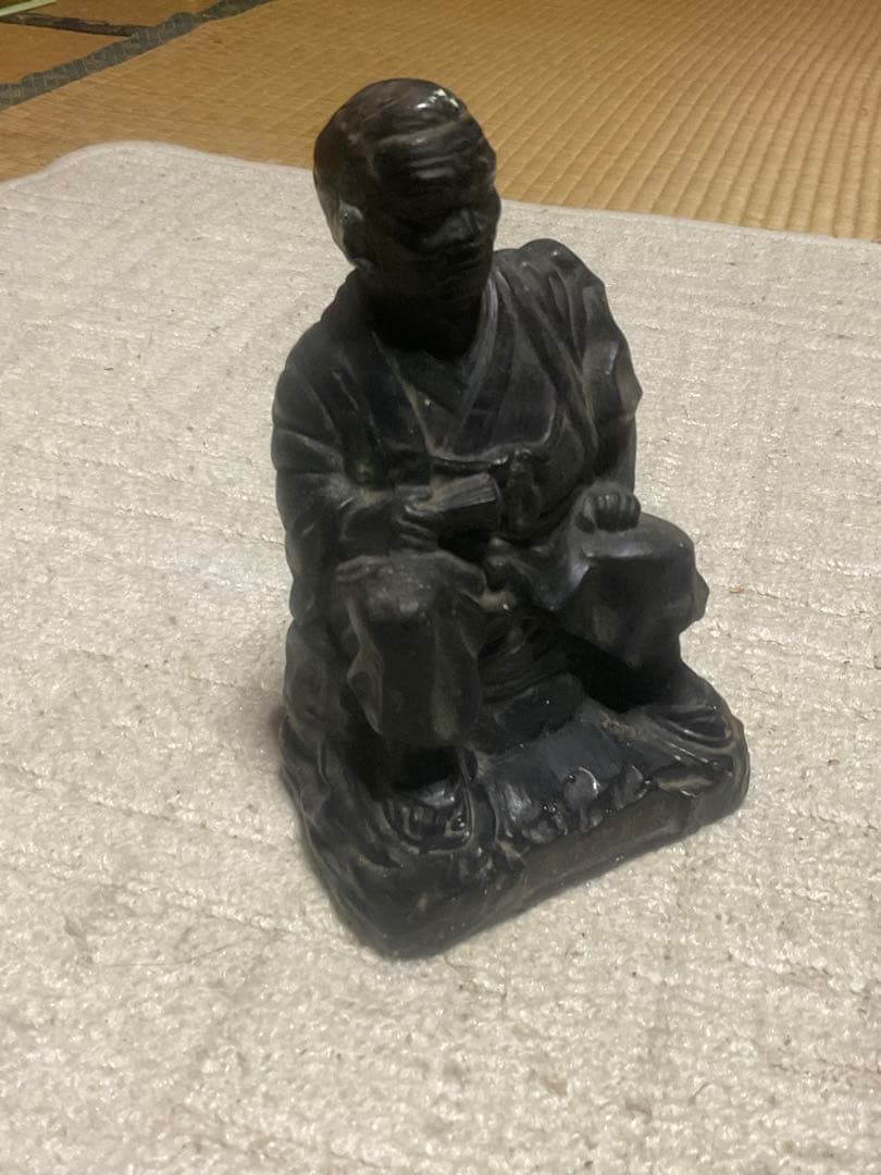 陶器製／清水の次郎長像。縁起物・歴史上人物。【箱無し　現状】