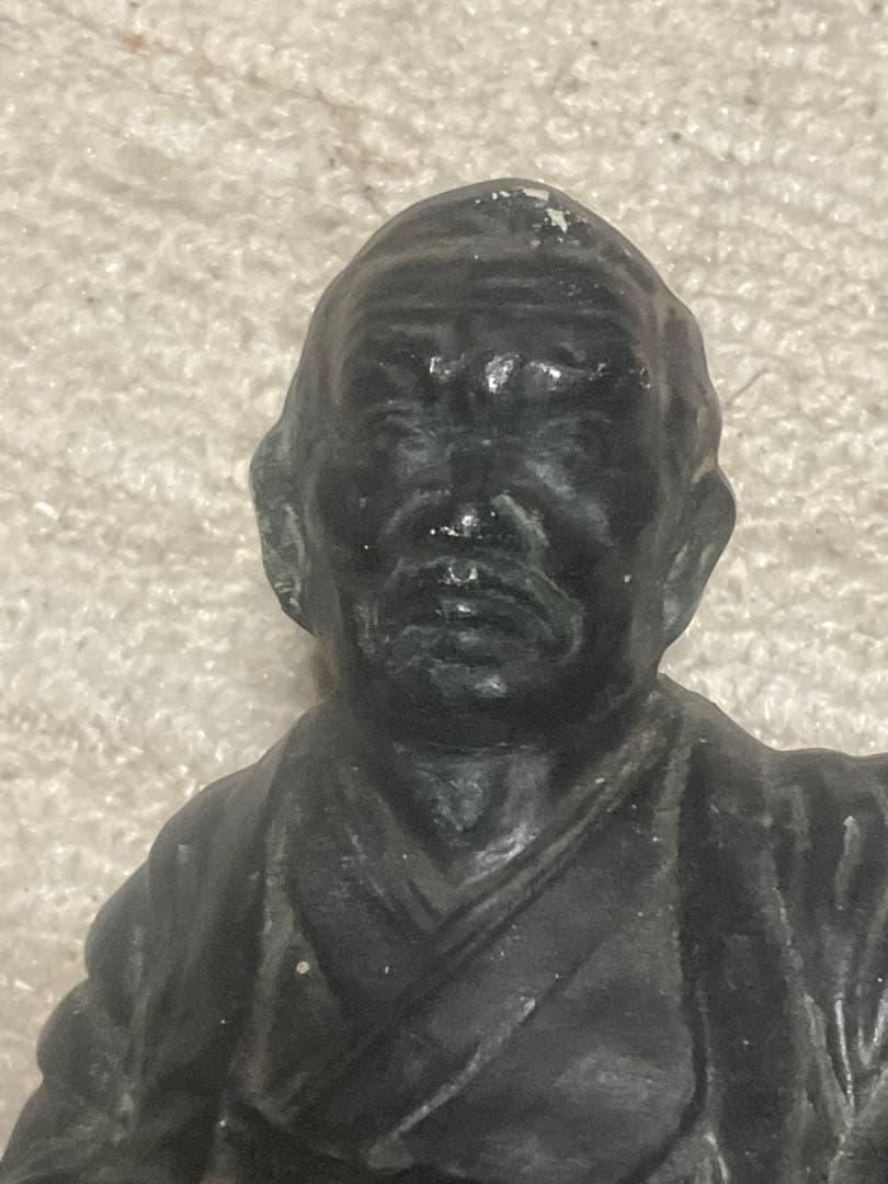 陶器製／清水の次郎長像。縁起物・歴史上人物。【箱無し　現状】