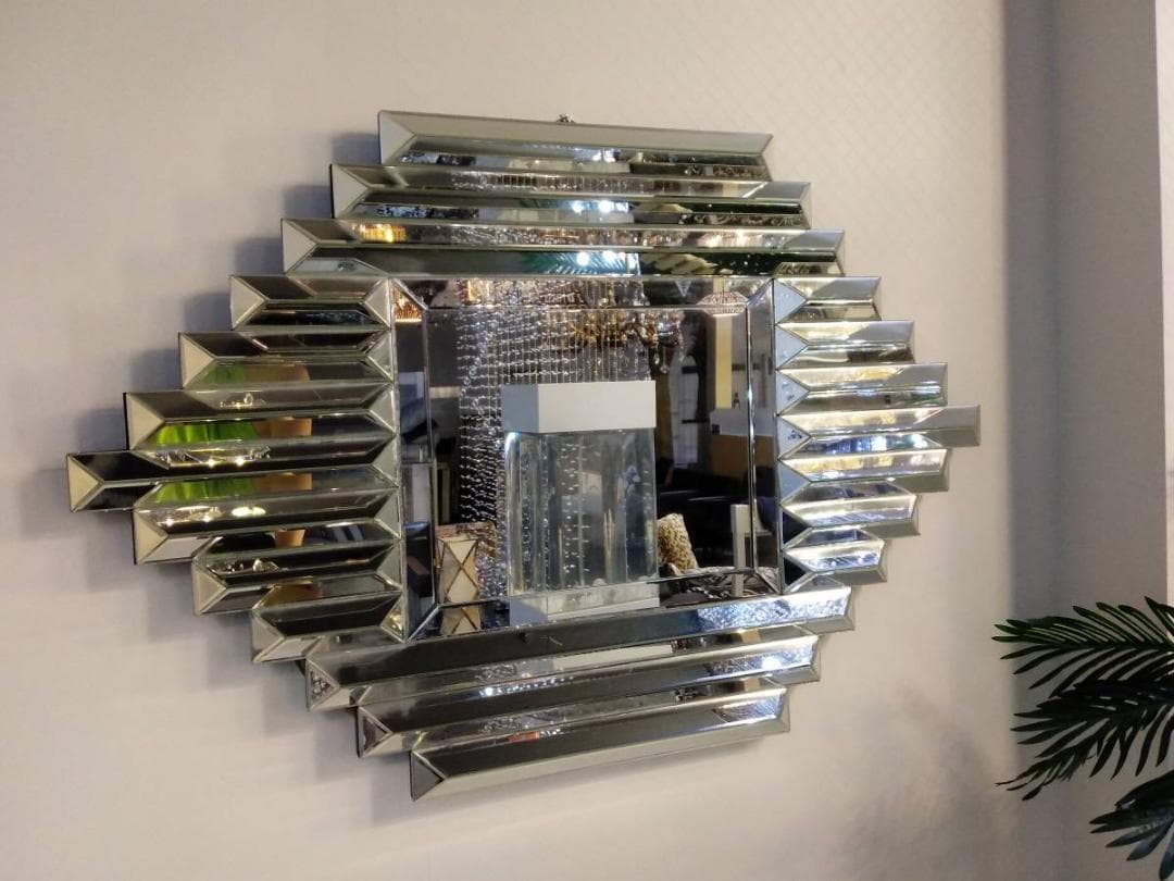 デザイン ウォールミラー 菱形 リビングスタジオ 鏡 クラシック 洋風