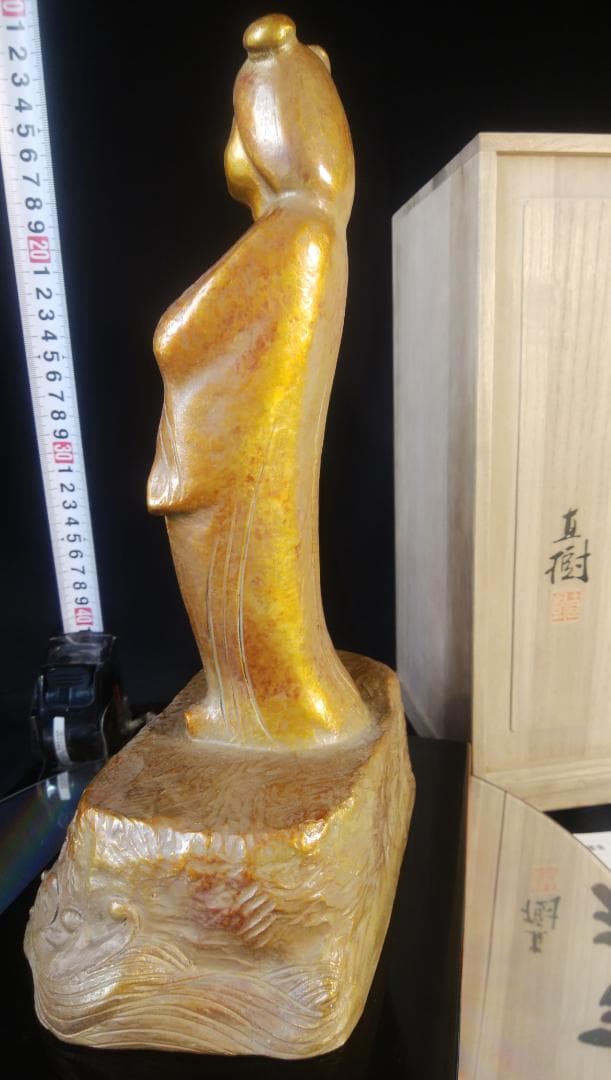 正月縁起/日本の乙女・天平美人★富永直樹ブロンズ彫刻像【吉祥】干支/金彩色天女③