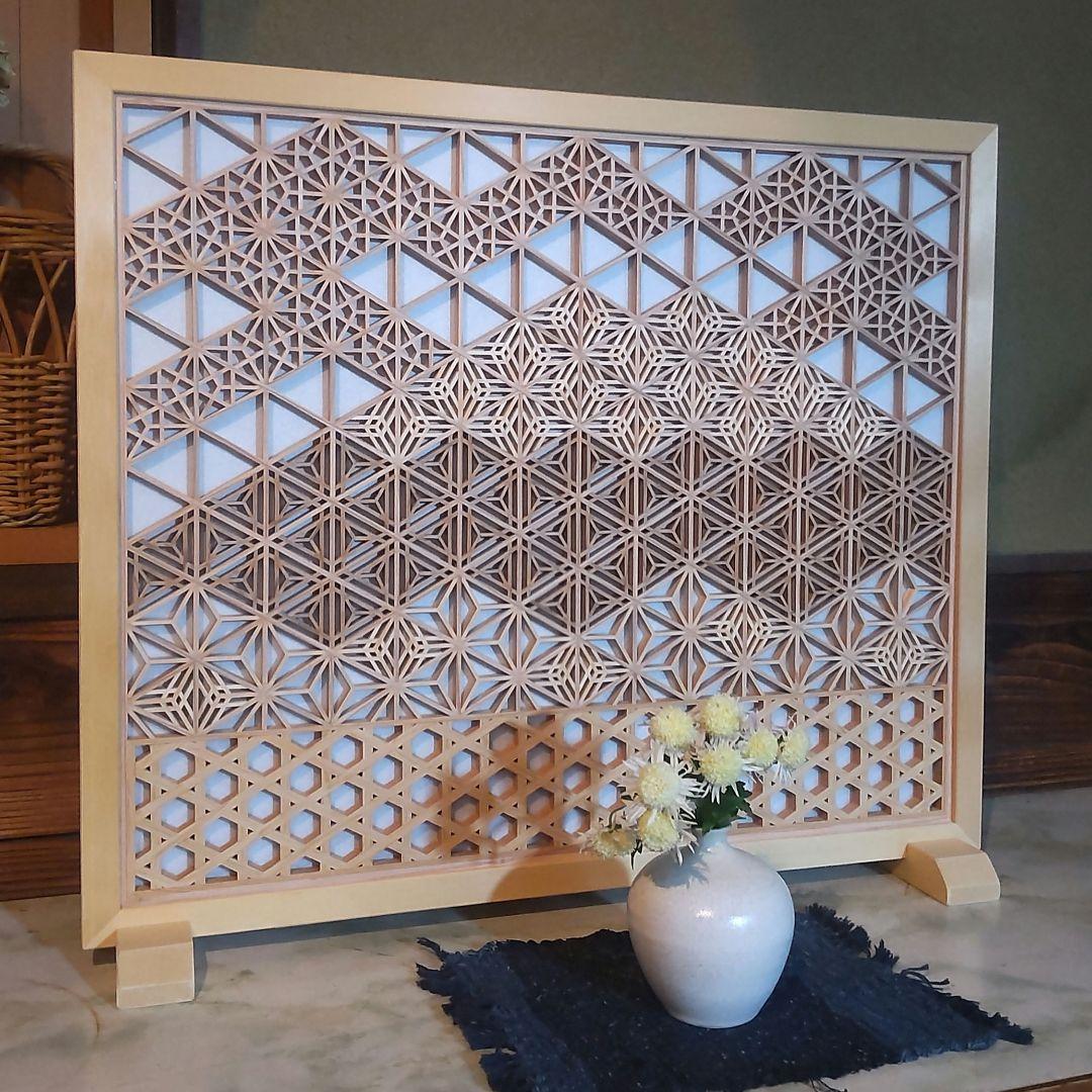 t*i様 組子 組子細工 富士山 衝立 職人技 日本 オブジェ アート 飾り物