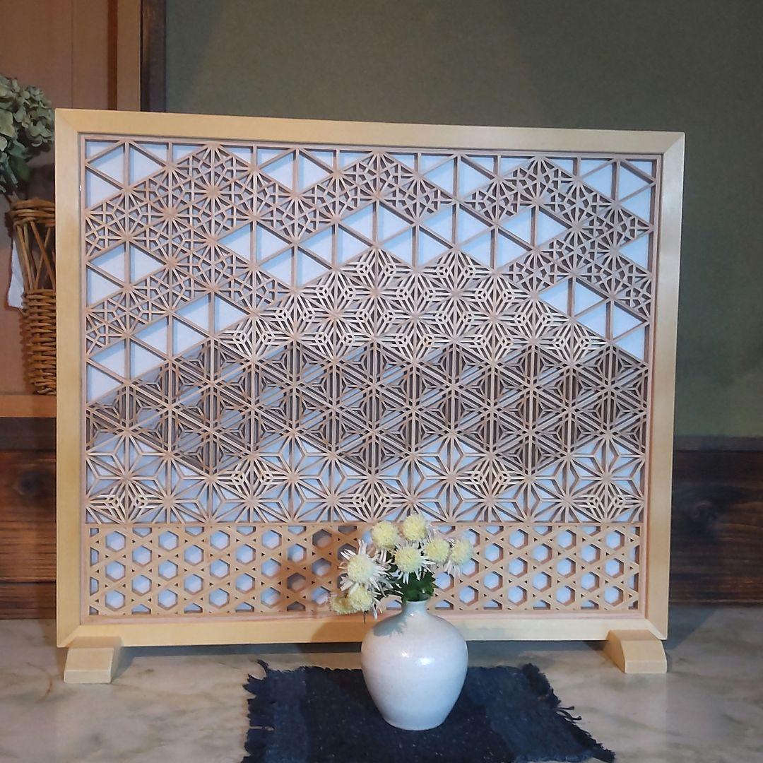 t*i様 組子 組子細工 富士山 衝立 職人技 日本 オブジェ アート 飾り物