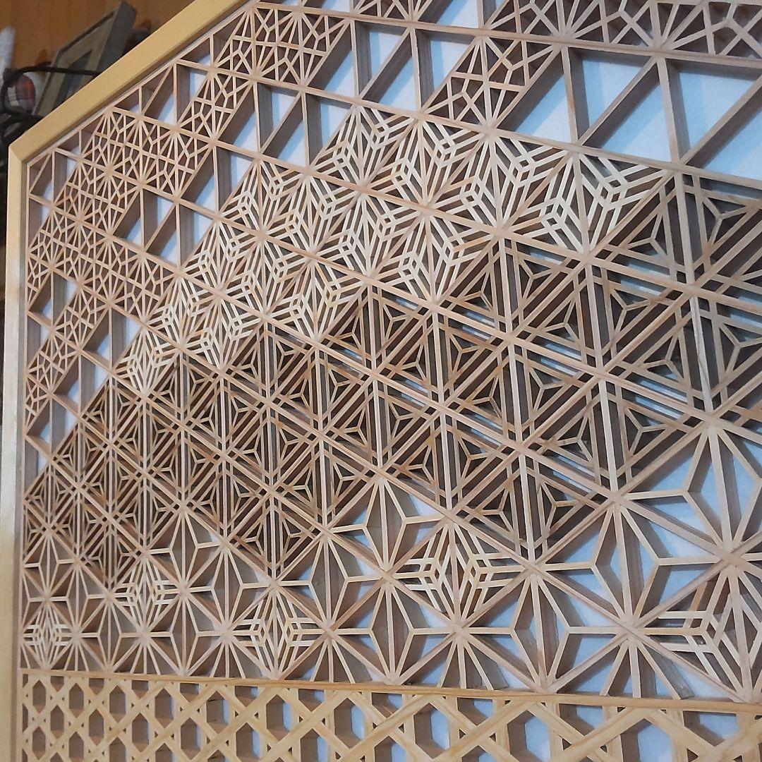 t*i様 組子 組子細工 富士山 衝立 職人技 日本 オブジェ アート 飾り物