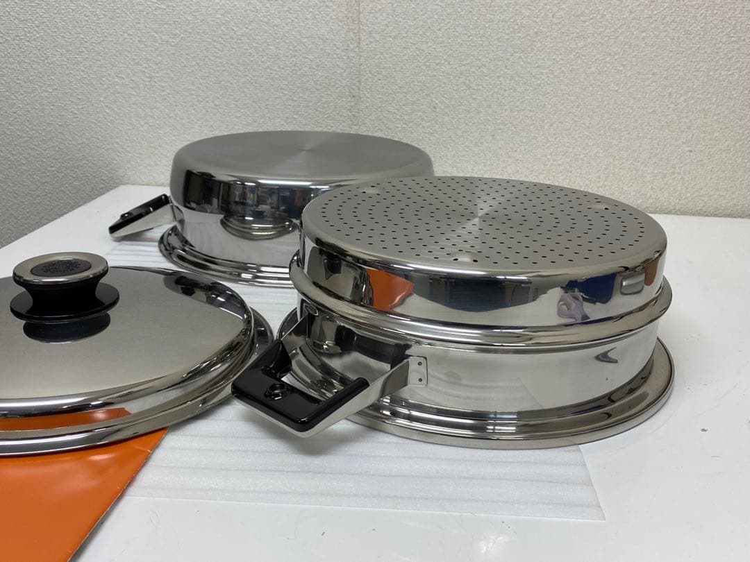 3-2952 タッパーウェア　レインボークッカープレミアム両手鍋＋蒸し器26cm