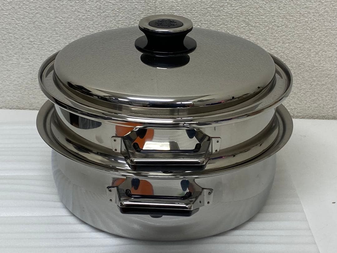 3-2952 タッパーウェア　レインボークッカープレミアム両手鍋＋蒸し器26cm