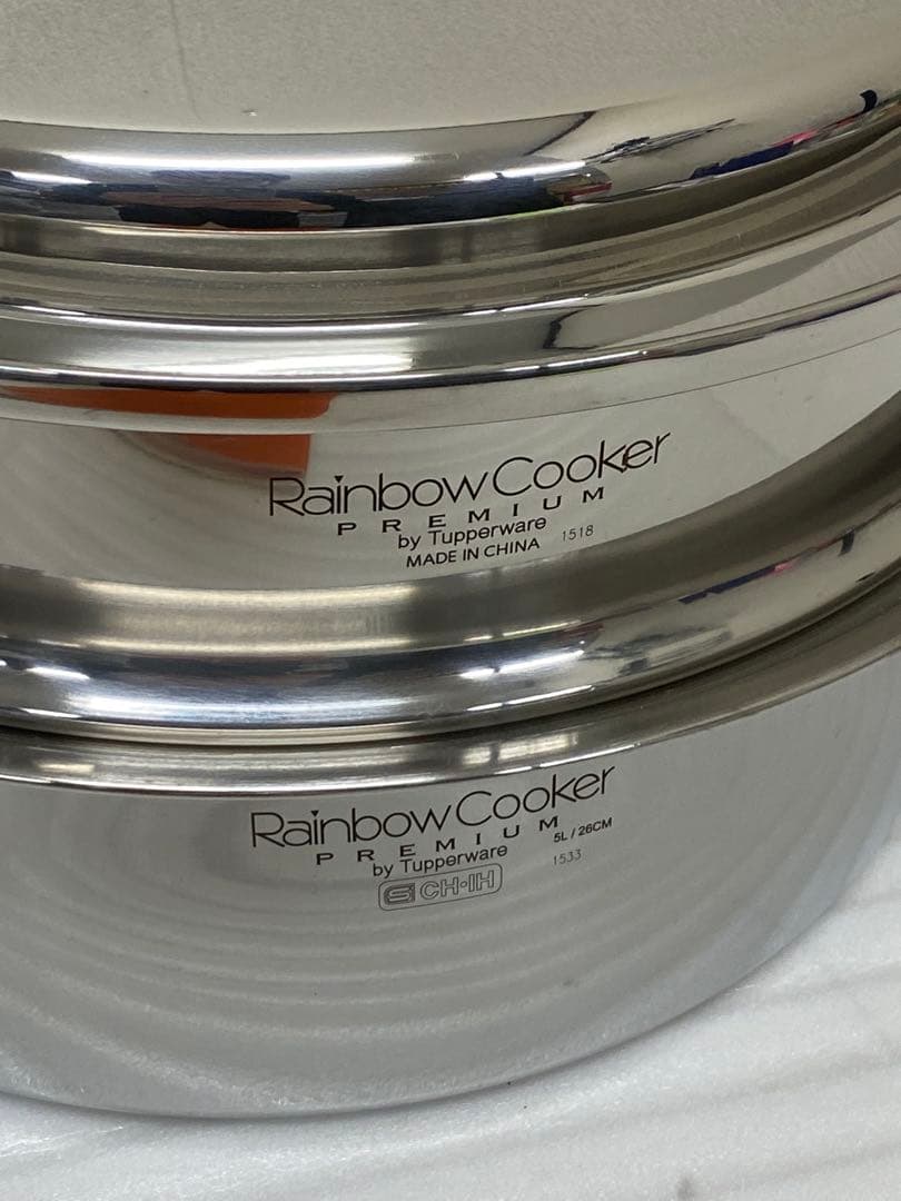 3-2952 タッパーウェア　レインボークッカープレミアム両手鍋＋蒸し器26cm