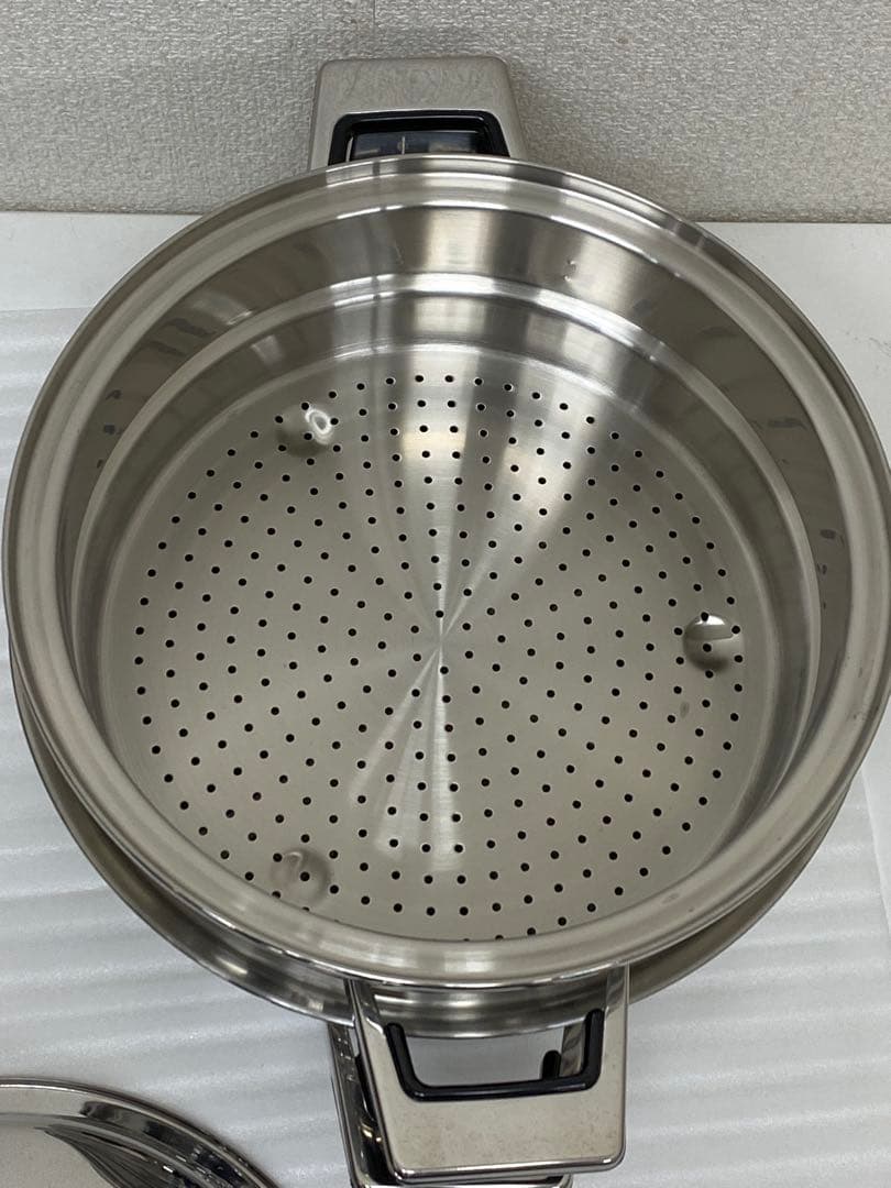 3-2952 タッパーウェア　レインボークッカープレミアム両手鍋＋蒸し器26cm