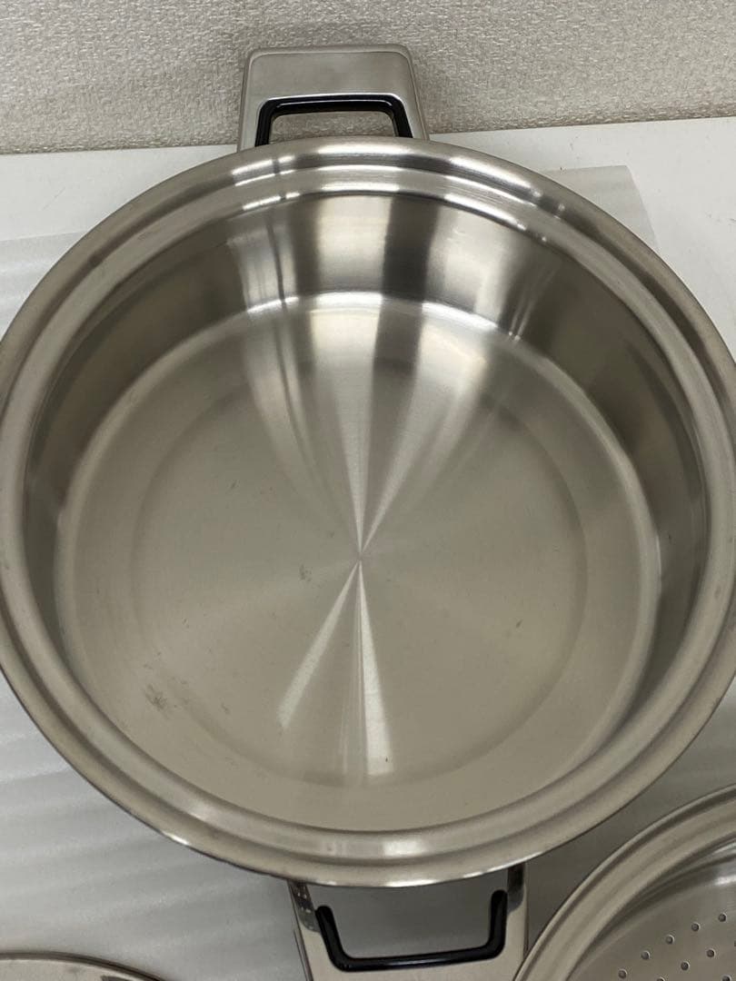 3-2952 タッパーウェア　レインボークッカープレミアム両手鍋＋蒸し器26cm