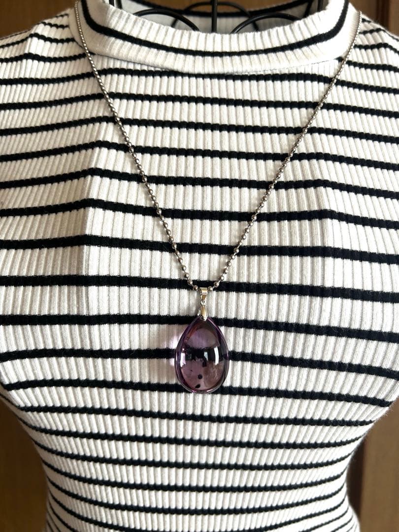 【天然石 】ロマネサイトインアメジスト ペンダントトップ バチカン18KGP