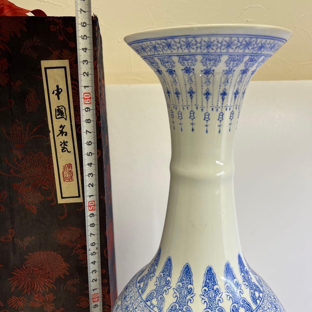 中国景徳鎮 薄胎 大花瓶 箱付 高さ約65㎝ 東Y8-0128☆2Fタサオ - メルカリ