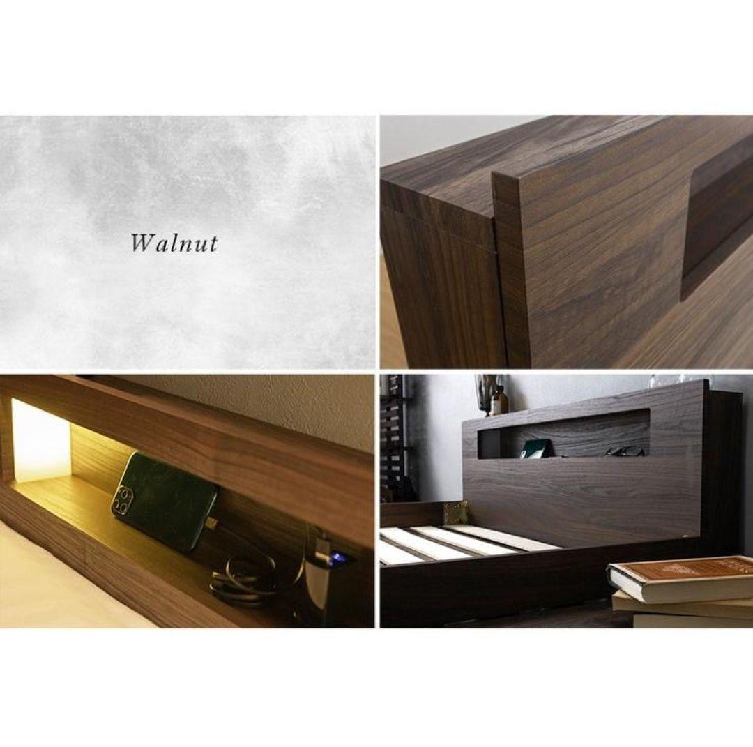 手渡し！2set♪棚・コンセント照明付 フロアベッド シングル  ヘッドボード付