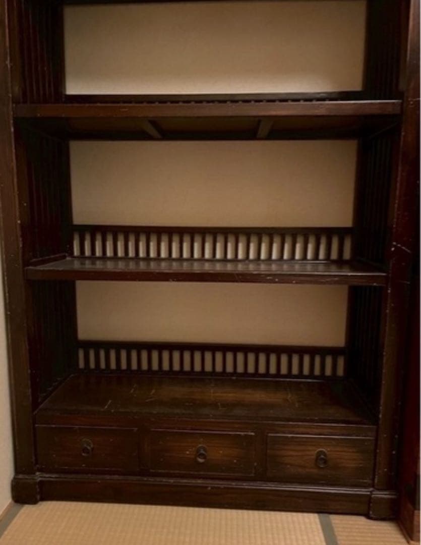 アンティーク　アジアン家具　木製ラック　小道具　棚　オープンシェルフ　本棚