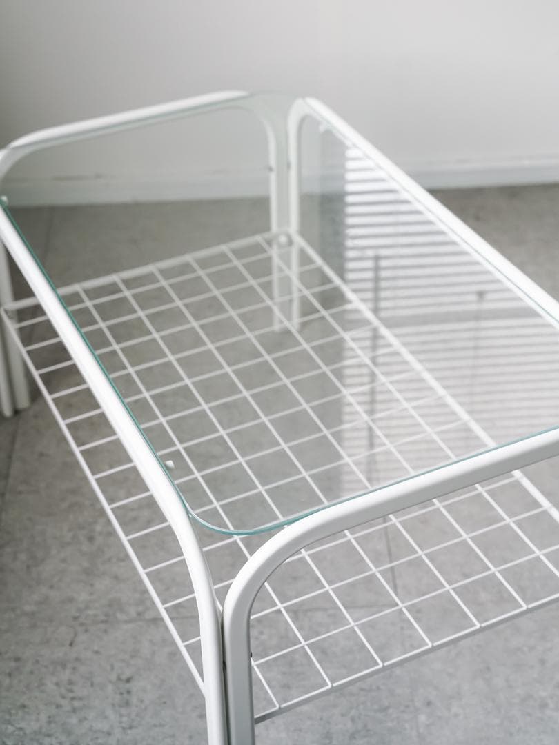 アイアンフレーム コーヒー ローテーブル ガラストップ 昭和レトロ モダン