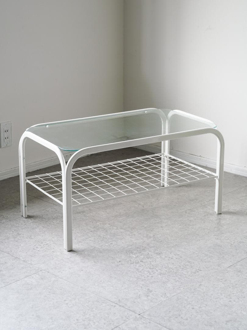 アイアンフレーム コーヒー ローテーブル ガラストップ 昭和レトロ モダン